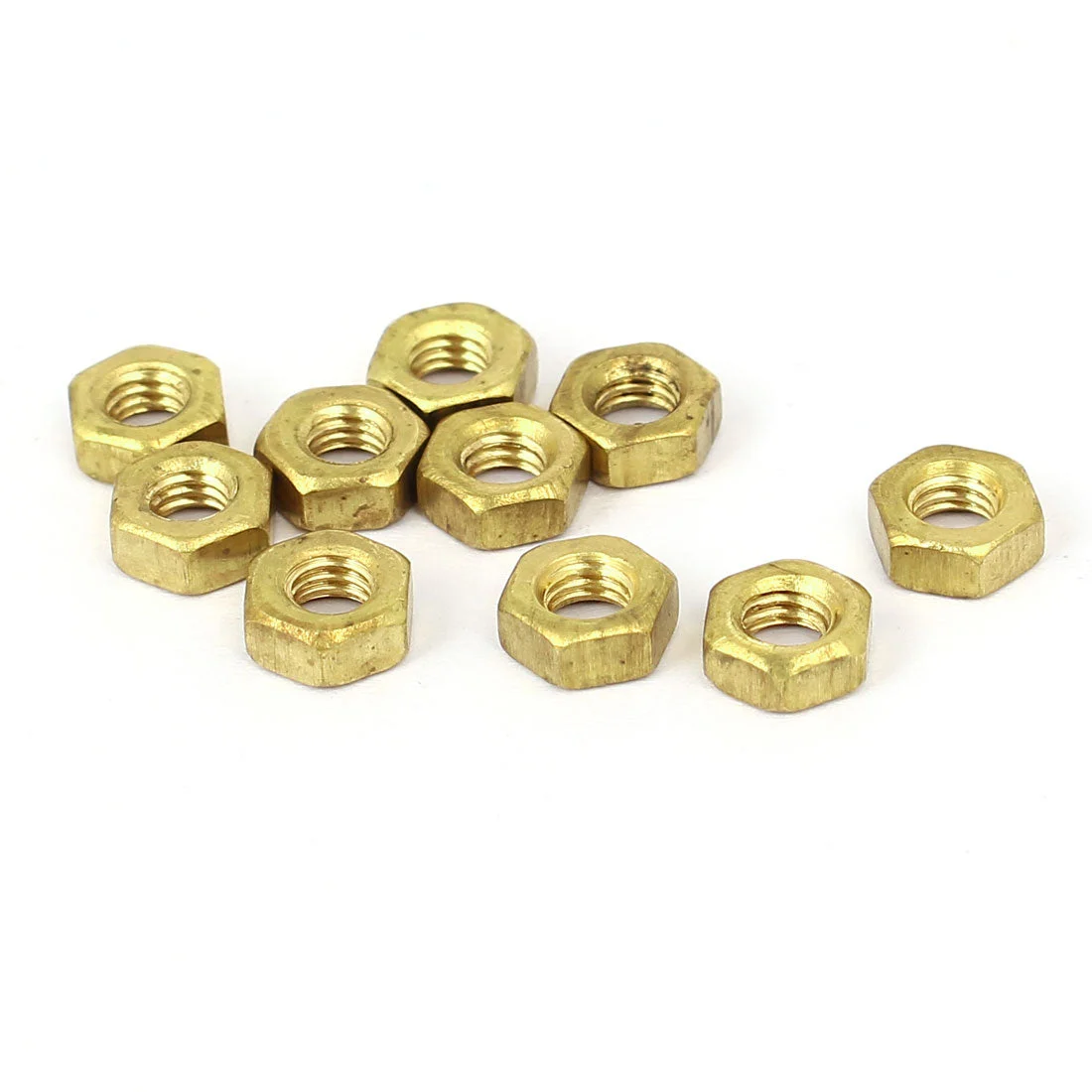 M4 Brass Finished Metric Hex Nut Fastener Brass Tone 10pcs