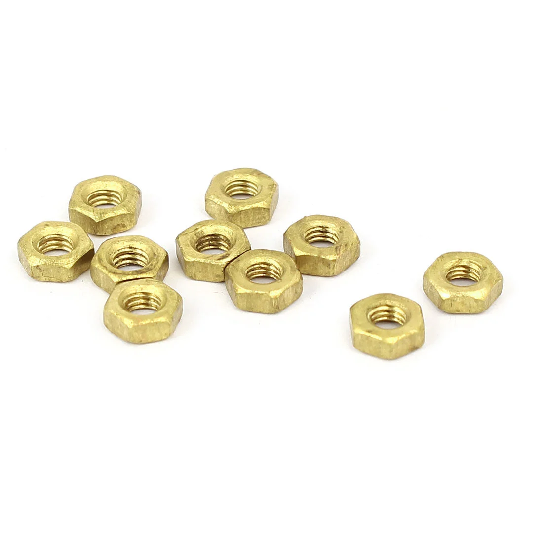 M3 Brass Finished Metric Hex Nut Fastener Brass Tone 10pcs