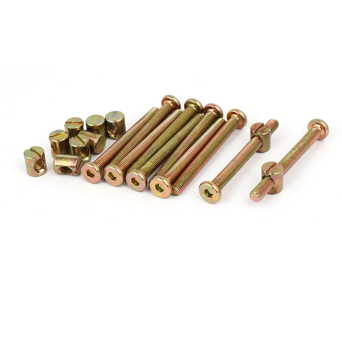 M6x60mm 57mm Long Thread Hex Key Drive Socket Cap Furniture Bolt w Barrel Nut 10 Set