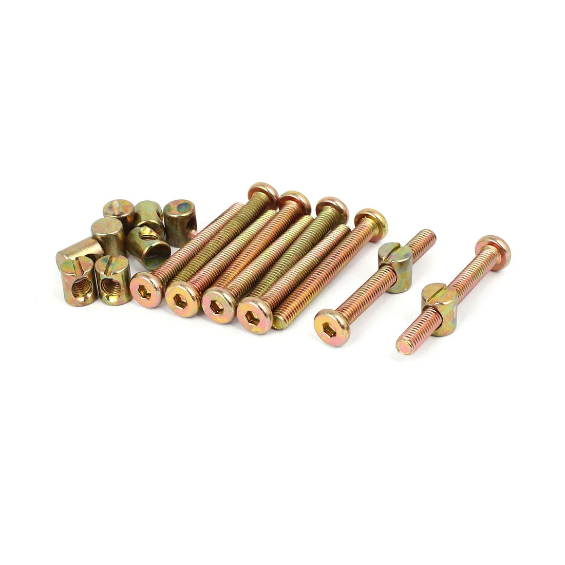 M6x50mm Hex Key Drive Socket Cap Furniture Bolt w M6x12mm Barrel Nut 10 Set