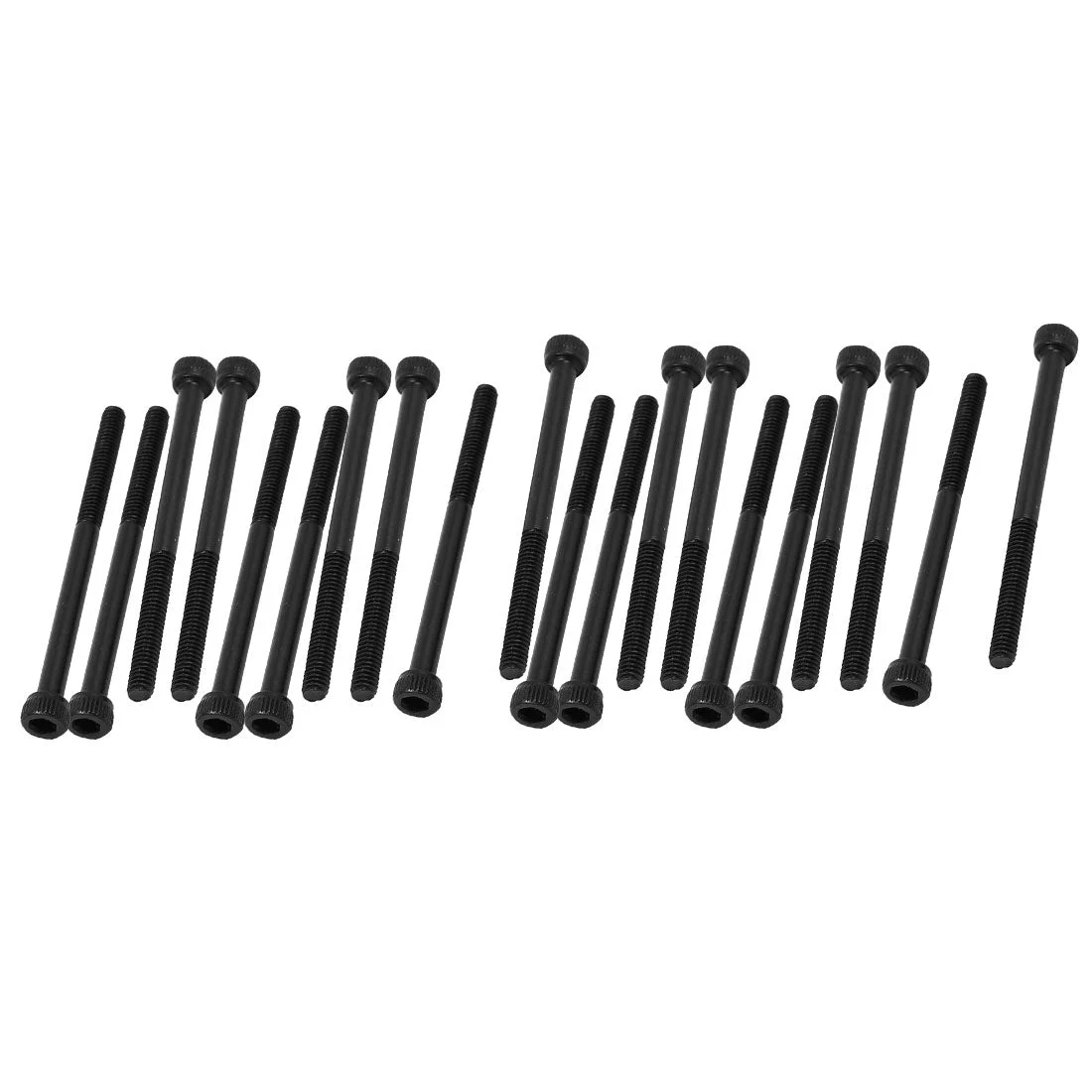 M2.5x35mm Fully Thread Hex Socket Head Knurled Cap Screw Bolt Black 20pcs