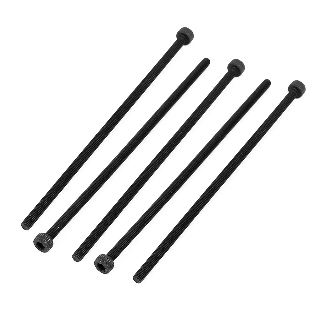 M3x90mm Fully Thread Hex Socket Head Knurled Cap Screw Bolt Black 5pcs