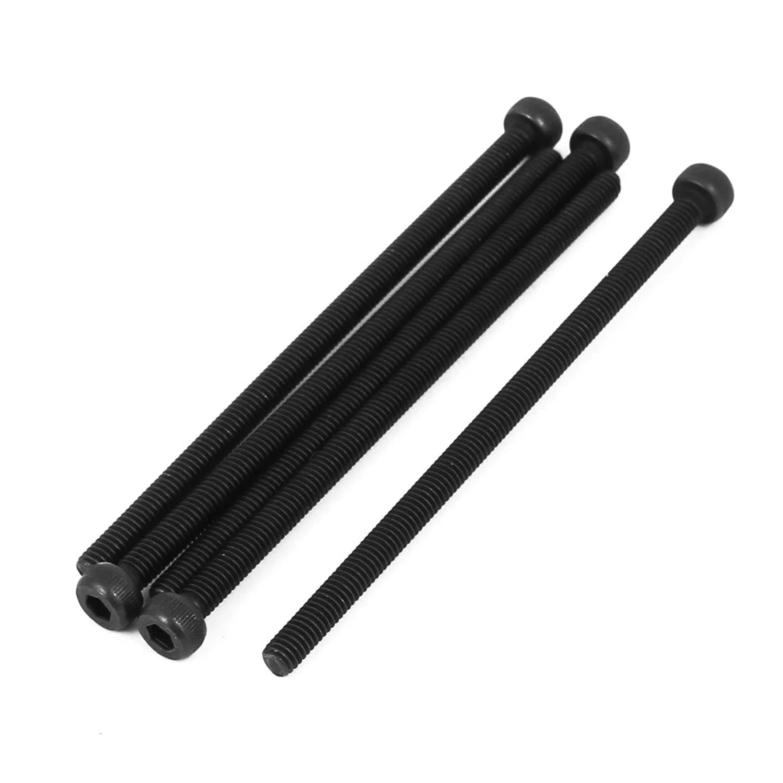 5pcs M4x80mm Fully Thread Hex Socket Head Knurled Cap Screw Bolt Black