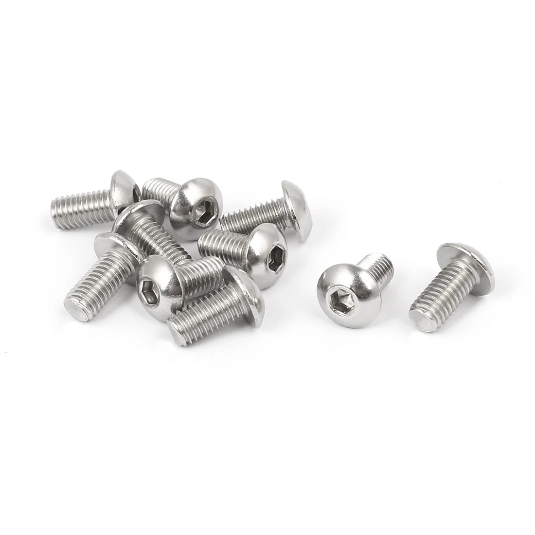 M5x10mm Thread 316 Stainless Steel Button Head Hex Socket Cap Screw Bolt 10pcs