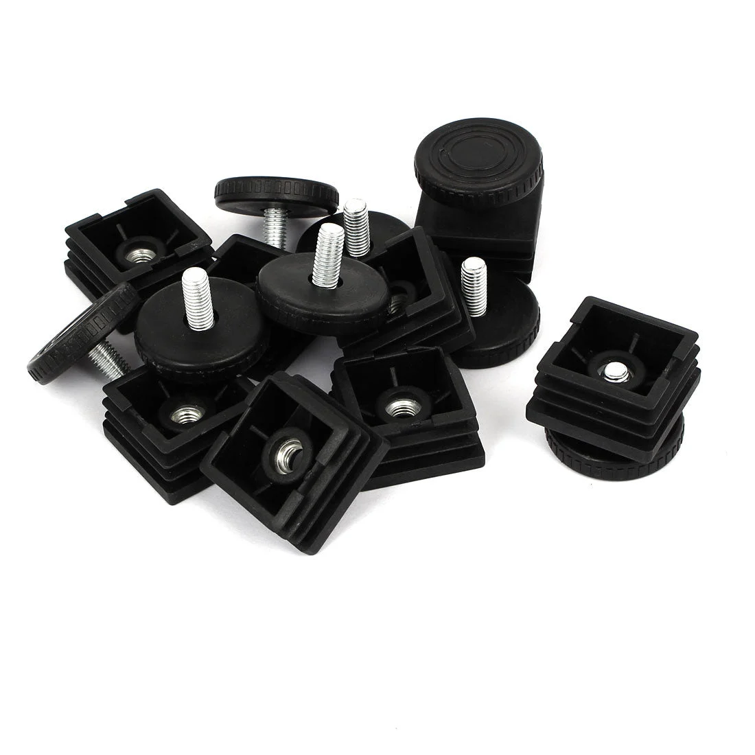 36mm x 36mm Thread Tube Insert Adjustable Leveling Foot 8 Sets for Desk Table