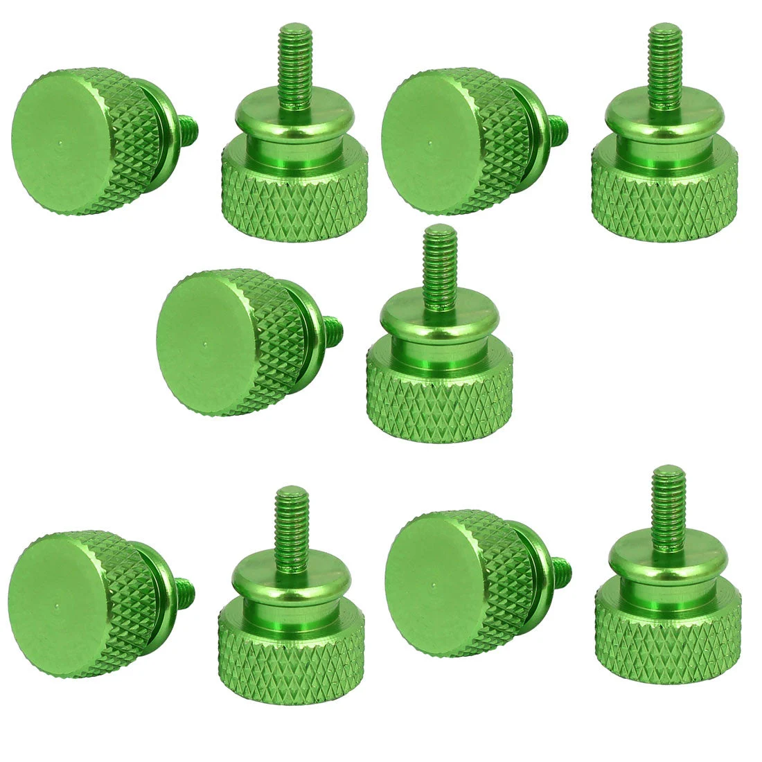 Computer PC Case Aluminum Alloy Knurled Thumb Screws Green M3x7mm 10pcs