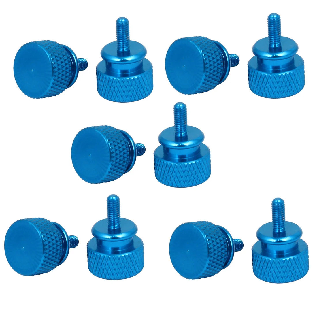 Computer PC Case Aluminum Alloy Knurled Thumb Screws Sky Blue M3x7mm 10pcs