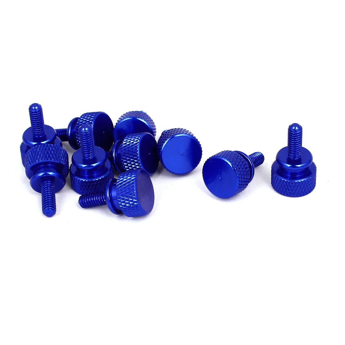 Computer PC Case Shoulder Type Knurled Thumb Screw Royal Blue M4x10mm 10pcs