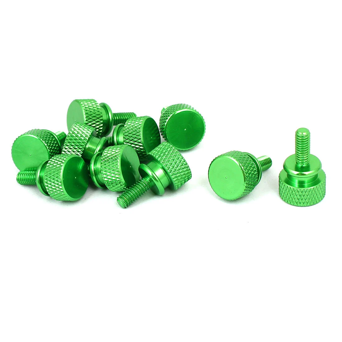 Computer PC Case Shoulder Type Knurled Thumb Screw Green M4x10mm 10pcs