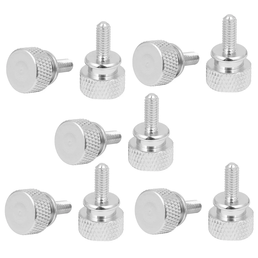 Computer PC Case Shoulder Type Knurled Thumb Screw Silver Tone M4x10mm 10pcs