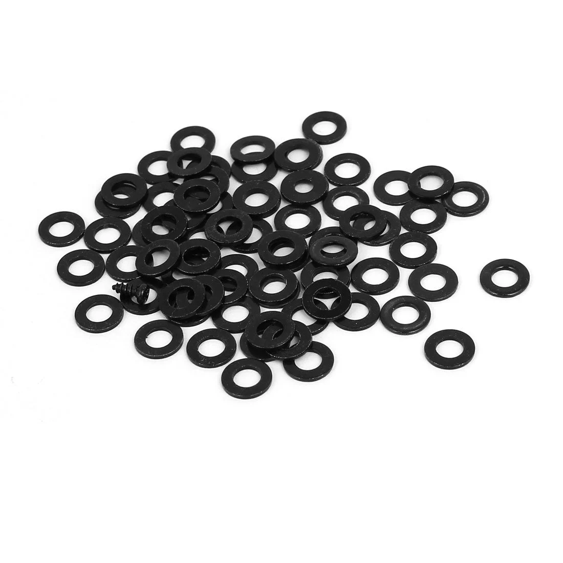 M4 x 8mm x 0.8mm Black Zinc Plated Flat Washers Spacers Fastener 100PCS