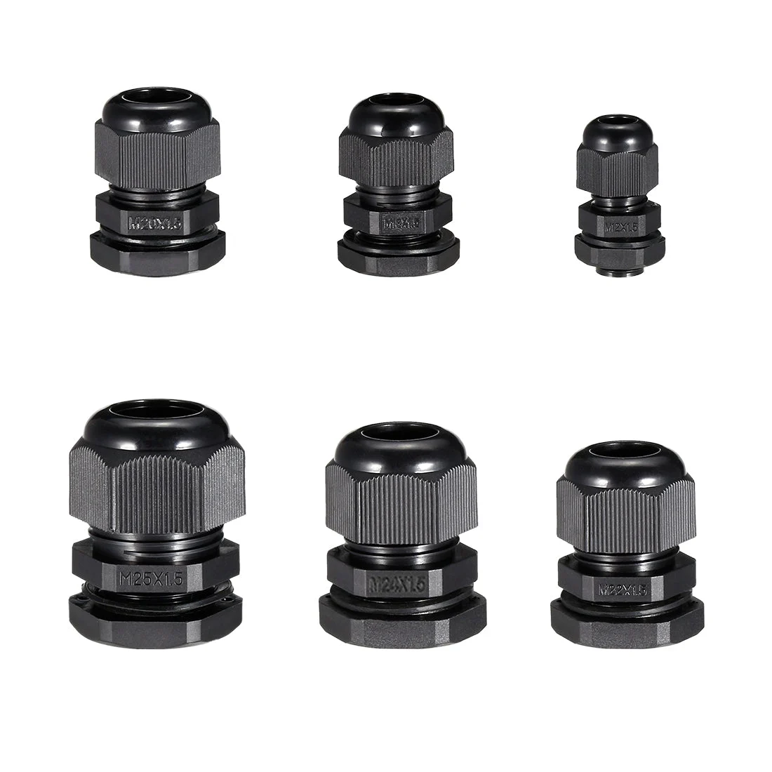 30 Pcs M12 M18 M20 M22 M24 M25 Waterproof IP68 Nylon Cable Gland Joint Adjustable Locknut for 3mm-18mm Dia Cable Wire
