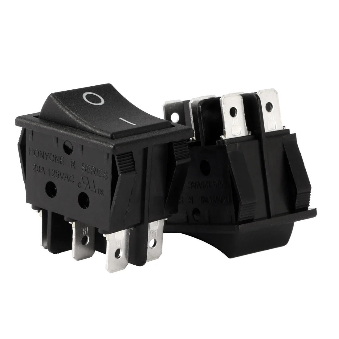 AC 20A/125V 22A/250V DPDT 6 Terminal 2 Position Boat Rocker Switch Black