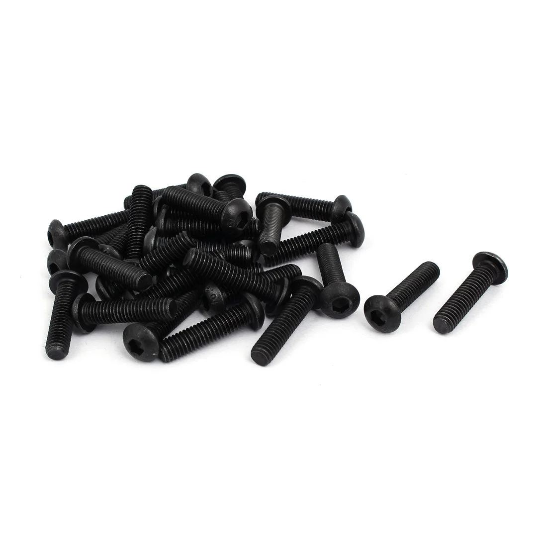 M6x25mm 10.9 Alloy Steel Button Head Hex Socket Cap Screw Bolt Black 30pcs