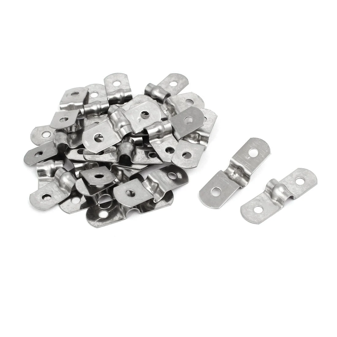 M5 201 Stainless Steel Two Hole Pipe Straps Tension Tube Clip Clamp 25PCS