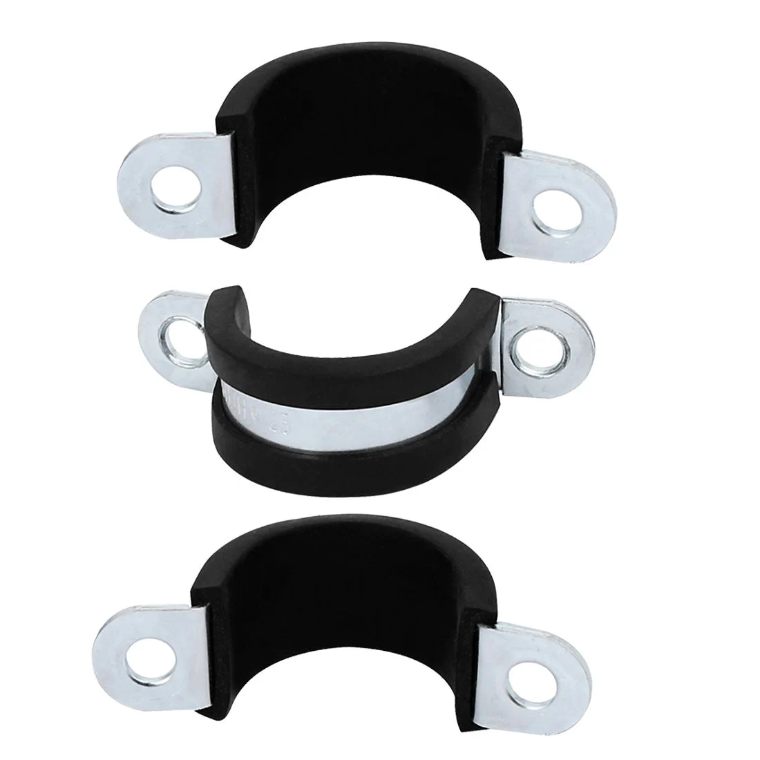 M25 EPDM Rubber Lined U Shaped Pipe Tube Strap Clamps Clips Fasteners 3pcs