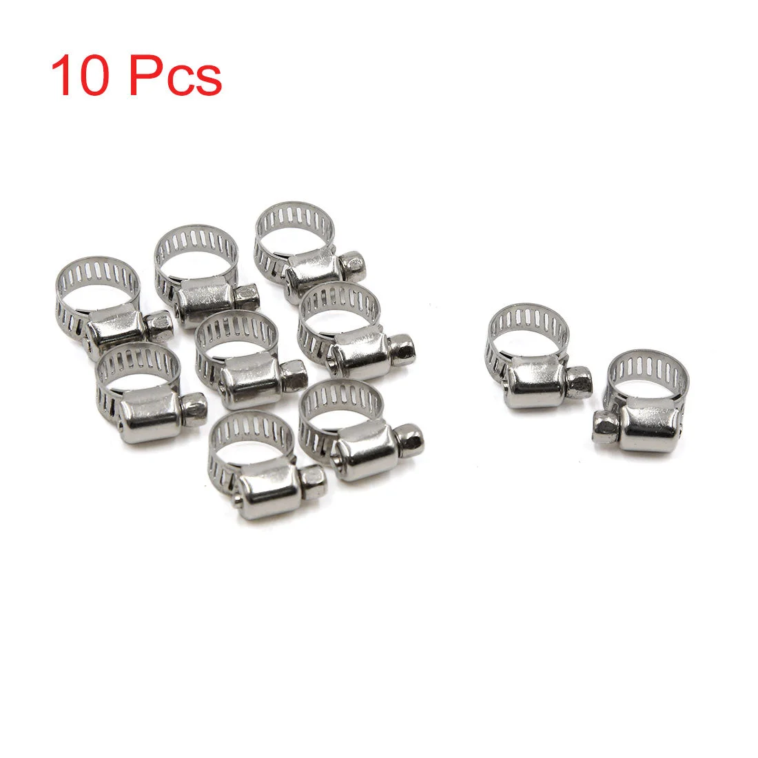 10 Pcs Stainless Steel Adjustable Hose Clamps Fuel Line Clips 6-12mm for Car Auto