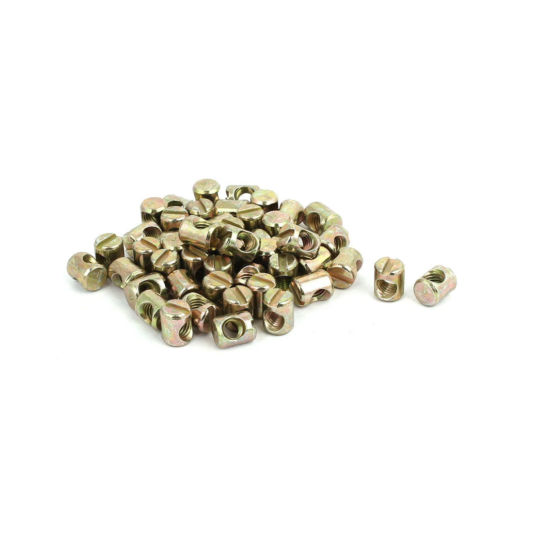 M5x10mm Yellow Zinc Plated Cross Dowel Slotted Barrel Nuts 50pcs