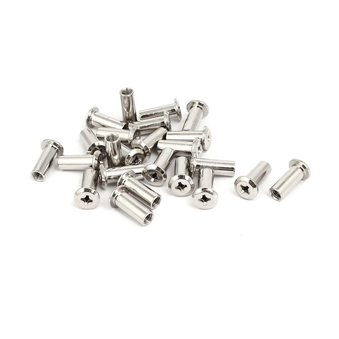 M6x20mm Female Thread Phillips Head Barrel Nut Furniture Fittings 24pcs