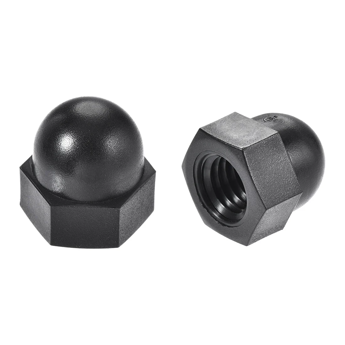 M10 Diameter Female Thread Nylon Hex Domed Cap Nuts Black 10pcs
