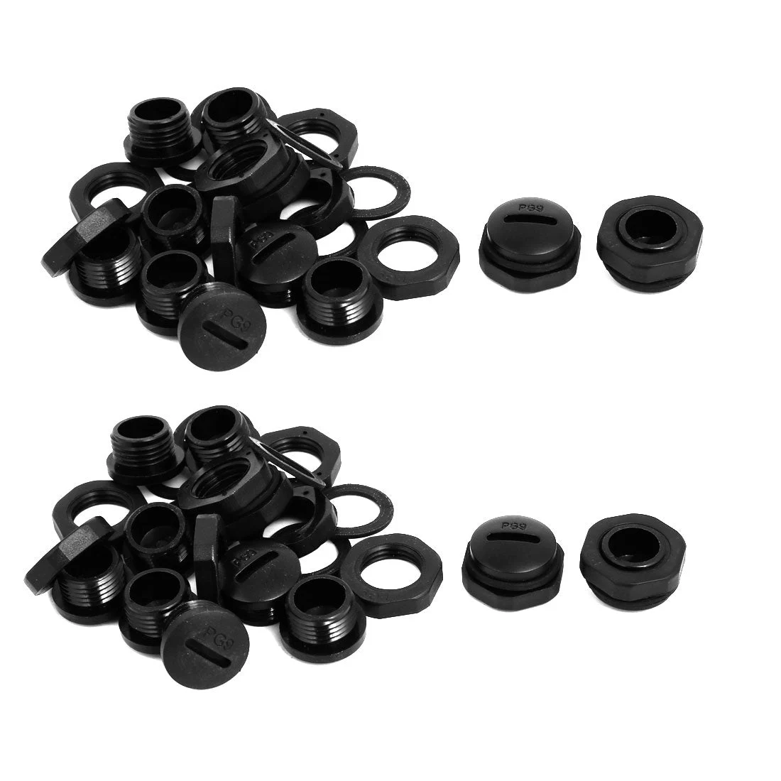 PG9 Nylon Male Threaded Cable Gland Screw End Cap Cover Black 20pcs