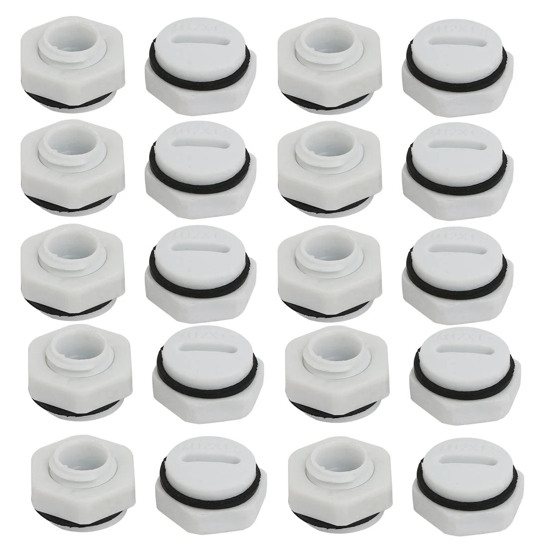 M12 Nylon Male Threaded Cable Gland Screw End Cap Cover Gray 20pc