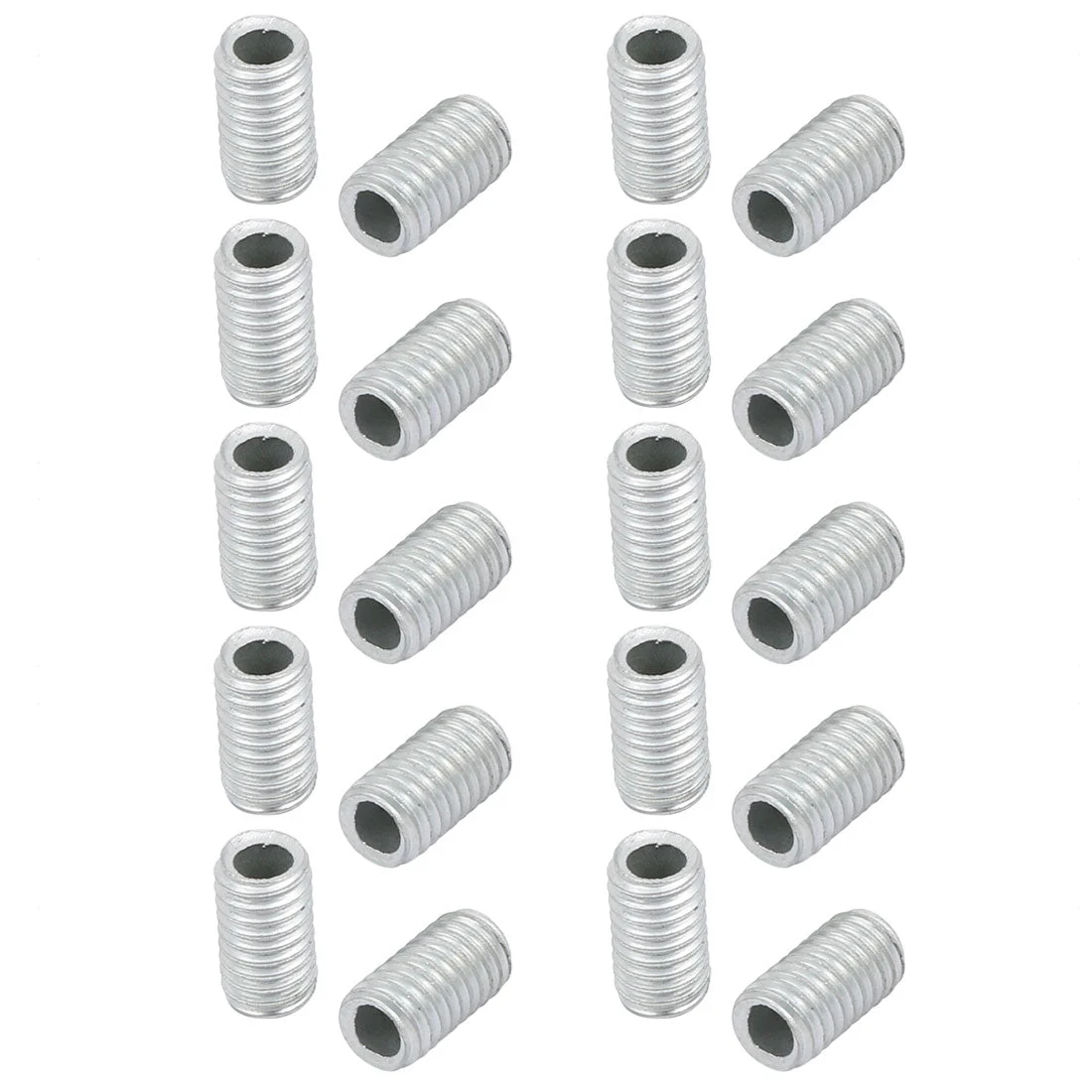 20pcs Metric M6 Thread Zinc Plated Hollow Pipe Nipple Lamp Repair Part 10mm Long