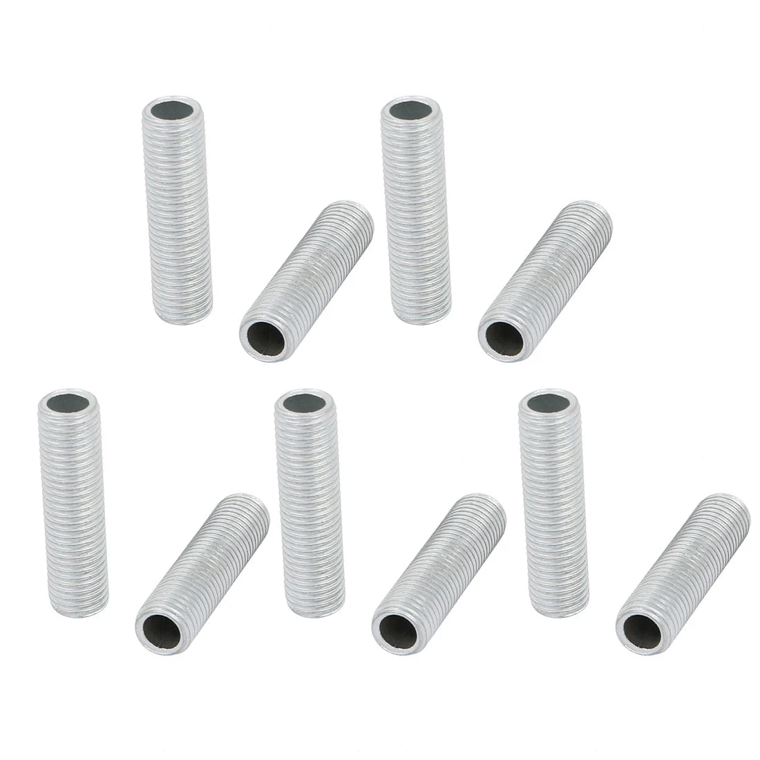 10Pcs M8 Full Threaded Lamp Nipple Straight Pass-Through Pipe Connector 30mm Length