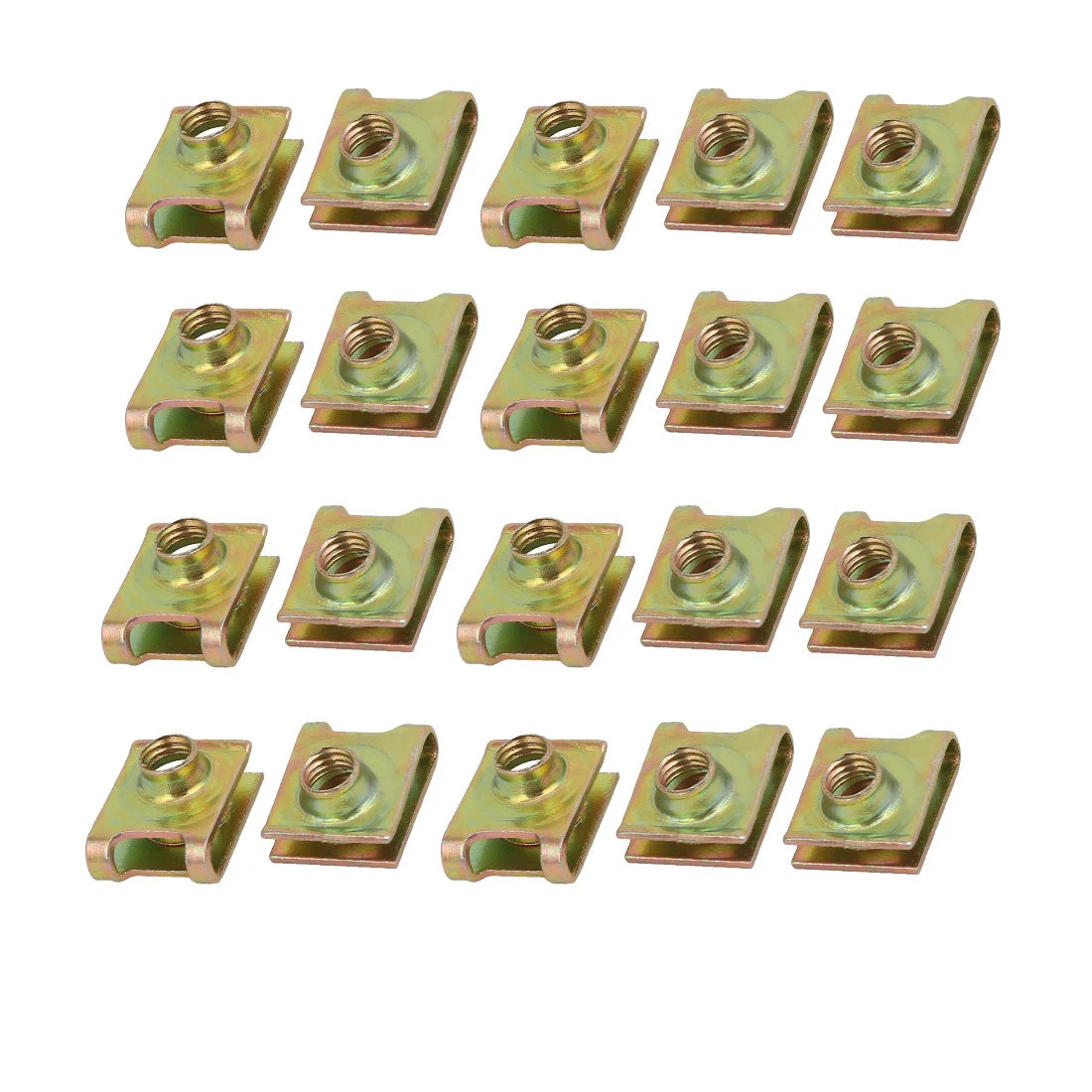20pcs Spring Steel Speed Fastener Extruded U Nut Brass Tone for M6 Screw