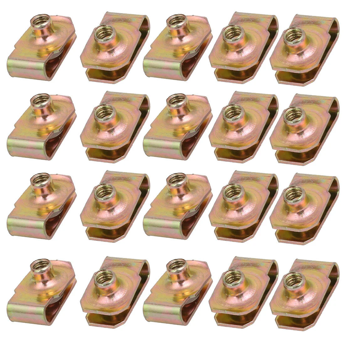 20pcs 65Mn Spring Steel Speed Fastener U Nut Clip Brass Tone for M5 Screw Bolt