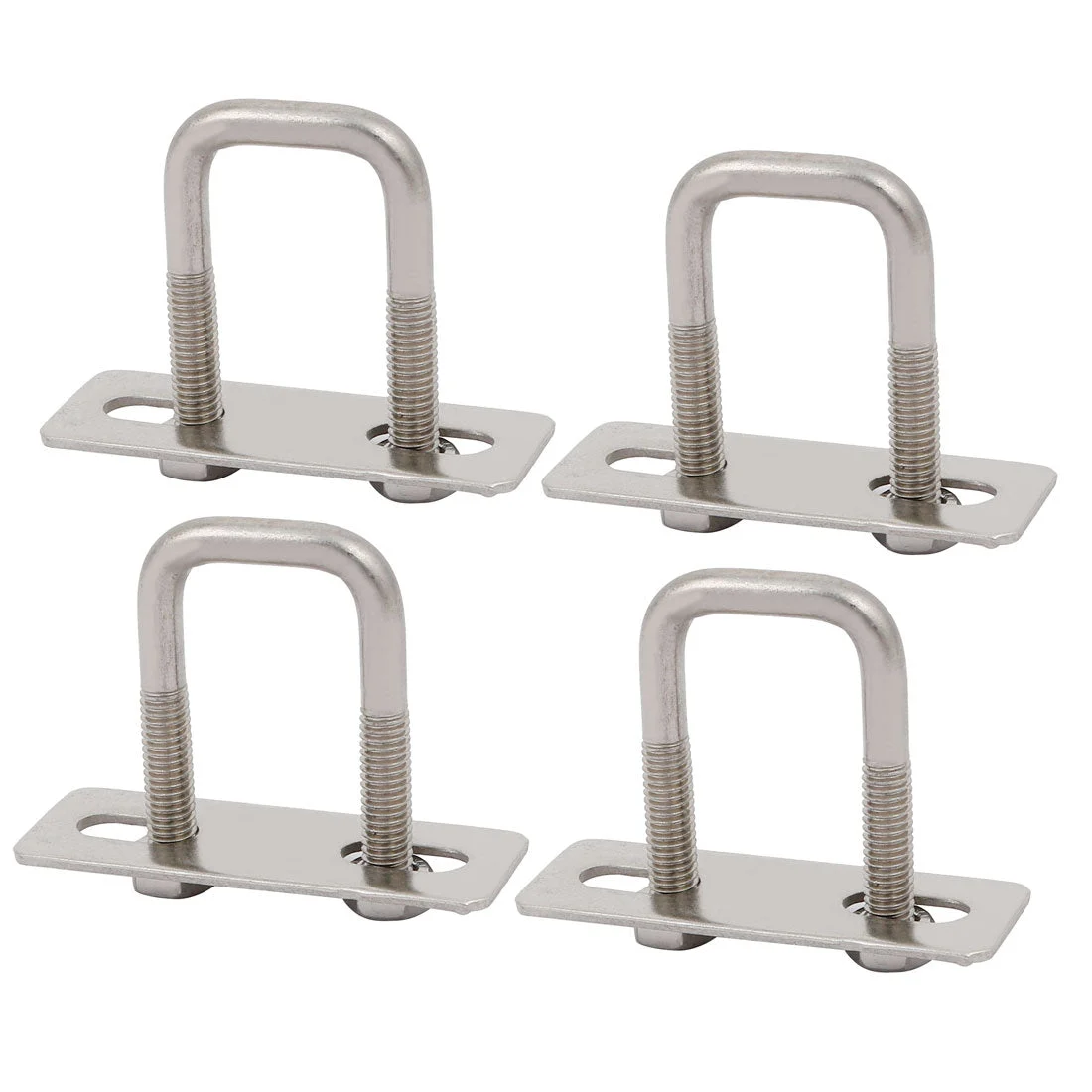 4pcs M6 20mm Inner Width 304 Stainless Steel Square U Bolt w Hex Nut Plate