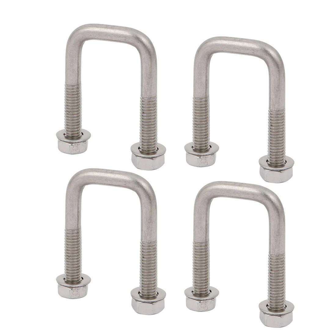4pcs M6 20mm Width 304 Stainless Steel Square U Bolt w Hex Nut Washer