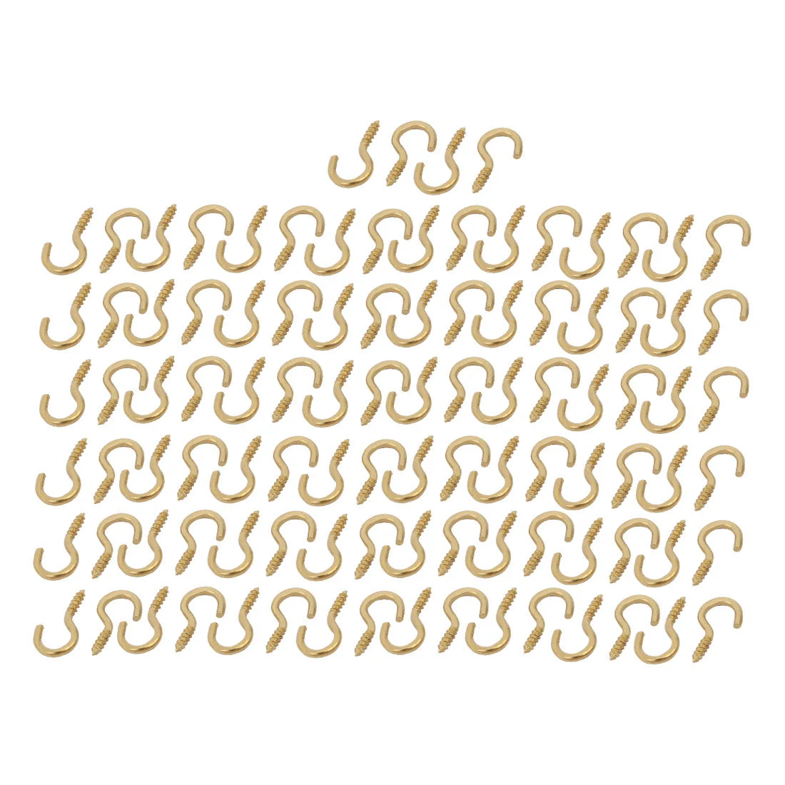 1.9mm Dia Thread 16mm Length Iron Brass Plated Self-Tapping Screw Hook 100pcs