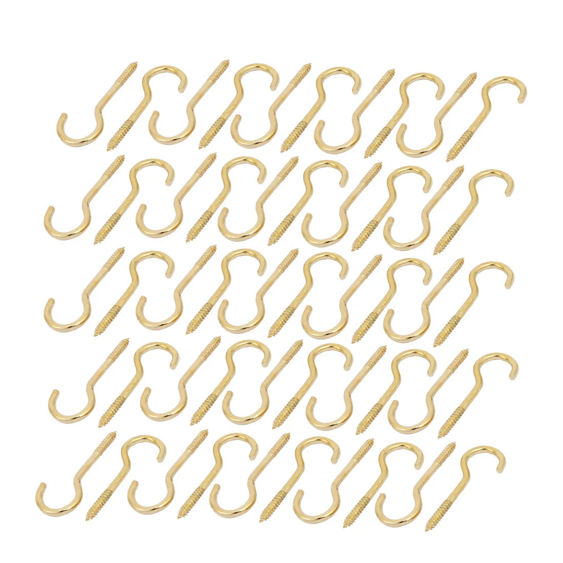 3.9mm Dia Thread 55mm Length Iron Brass Plated Self-Tapping Screw Hook 50pcs