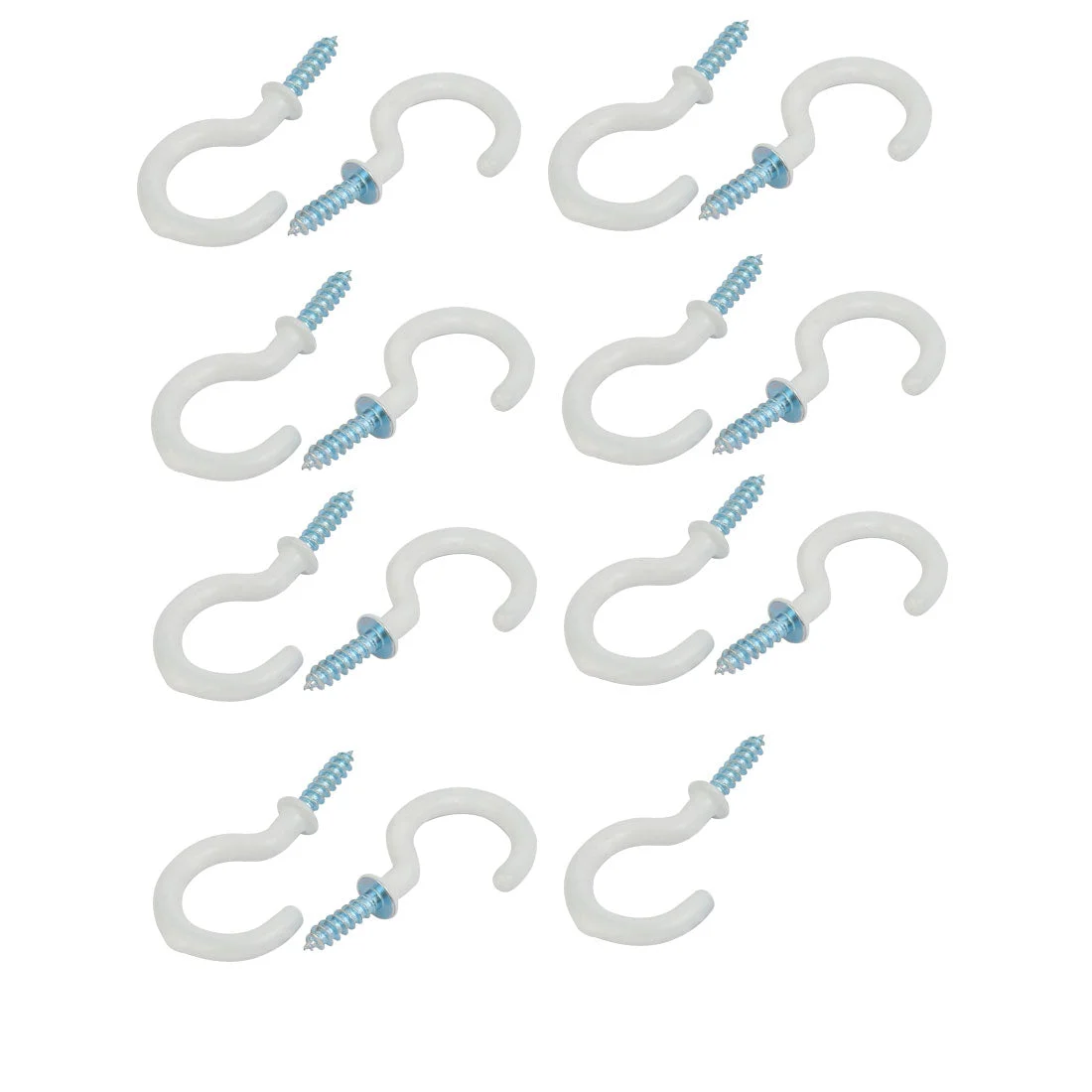 1 Inch Plastic Coated Screw-in Open Cup Ceiling Hooks Hangers White 15pcs