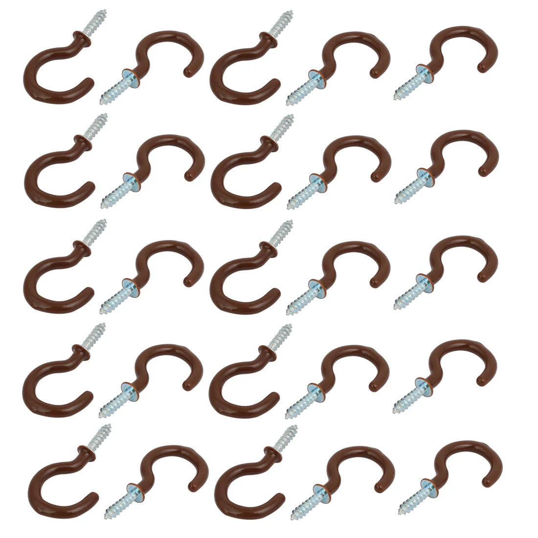 1 Inch Plastic Coated Screw-in Open Cup Ceiling Hooks Hangers Brown 25pcs