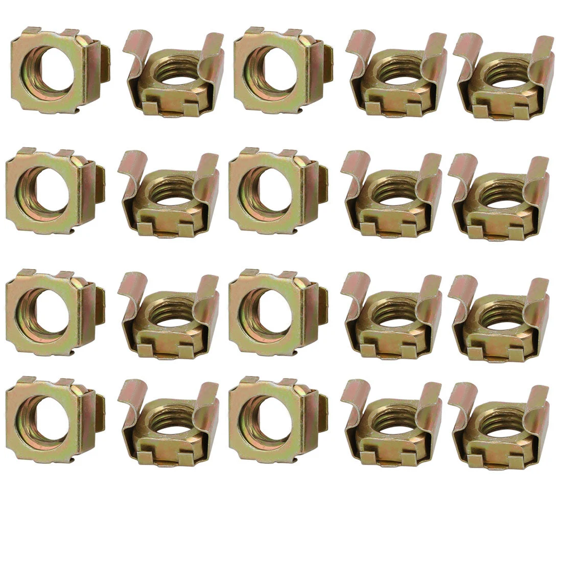 20pcs M10 Carbon Steel Captive Cage Nut Brass Tone for Server Shelf Cabinet