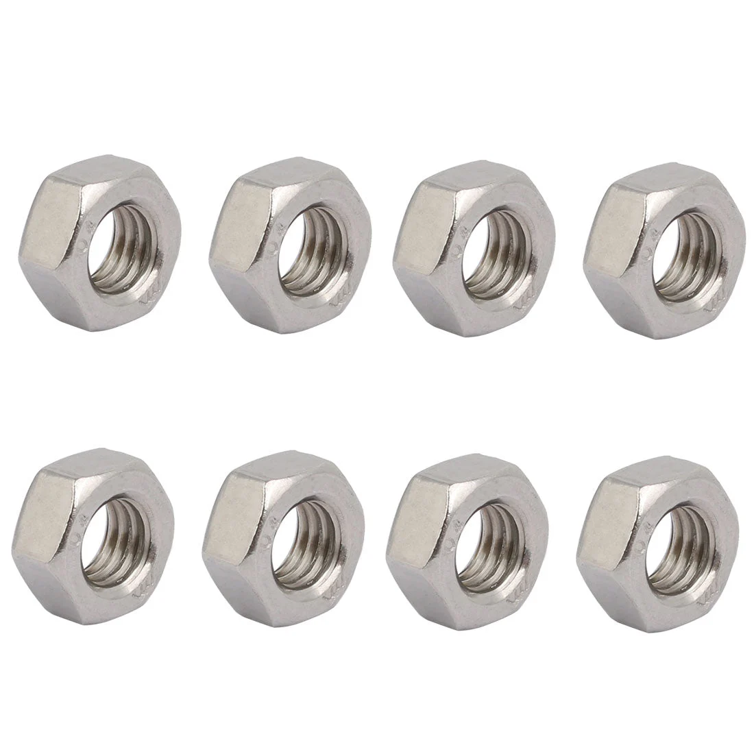 8pcs M8 x 1.25mm Pitch Metric Thread 304 Stainless Steel Left Hand Hex Nuts