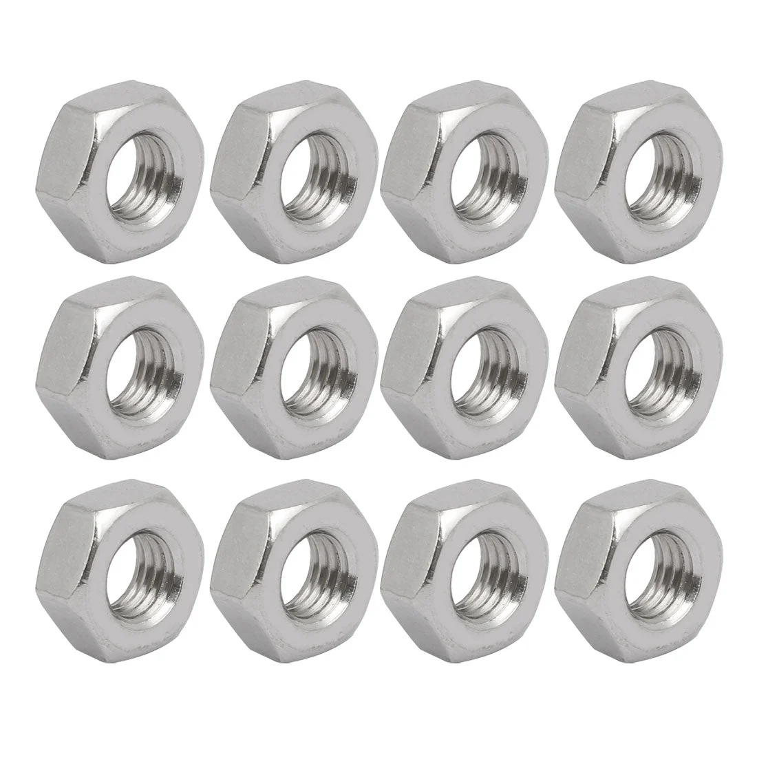 12pcs M10 x 1.5mm Pitch Metric Thread 201 Stainless Steel Left Hand Hex Nuts