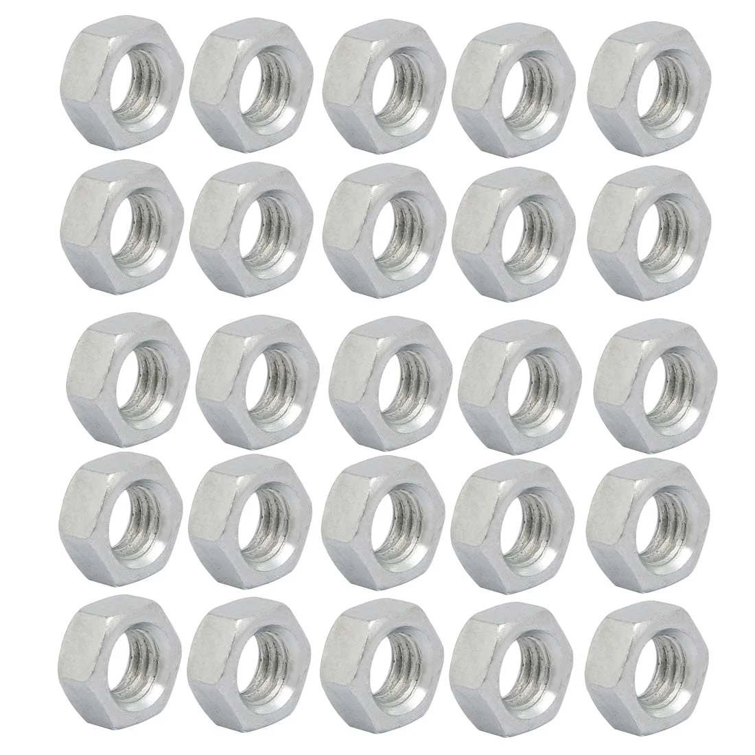 25pcs M5 x 0.8mm Pitch Metric Thread Carbon Steel Zinc Plated Left Hand Hex Nuts
