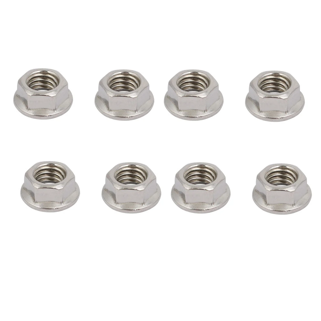 8pcs 3/8"-16 UNC Thread 304 Stainless Steel Hex Serrated Flange Nut Fastener