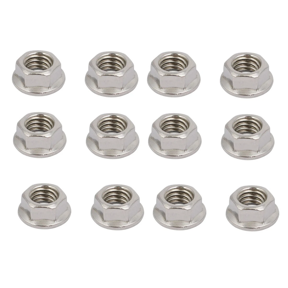 12pcs 3/8"-16 UNC Thread 304 Stainless Steel Hex Serrated Flange Nut Fastener