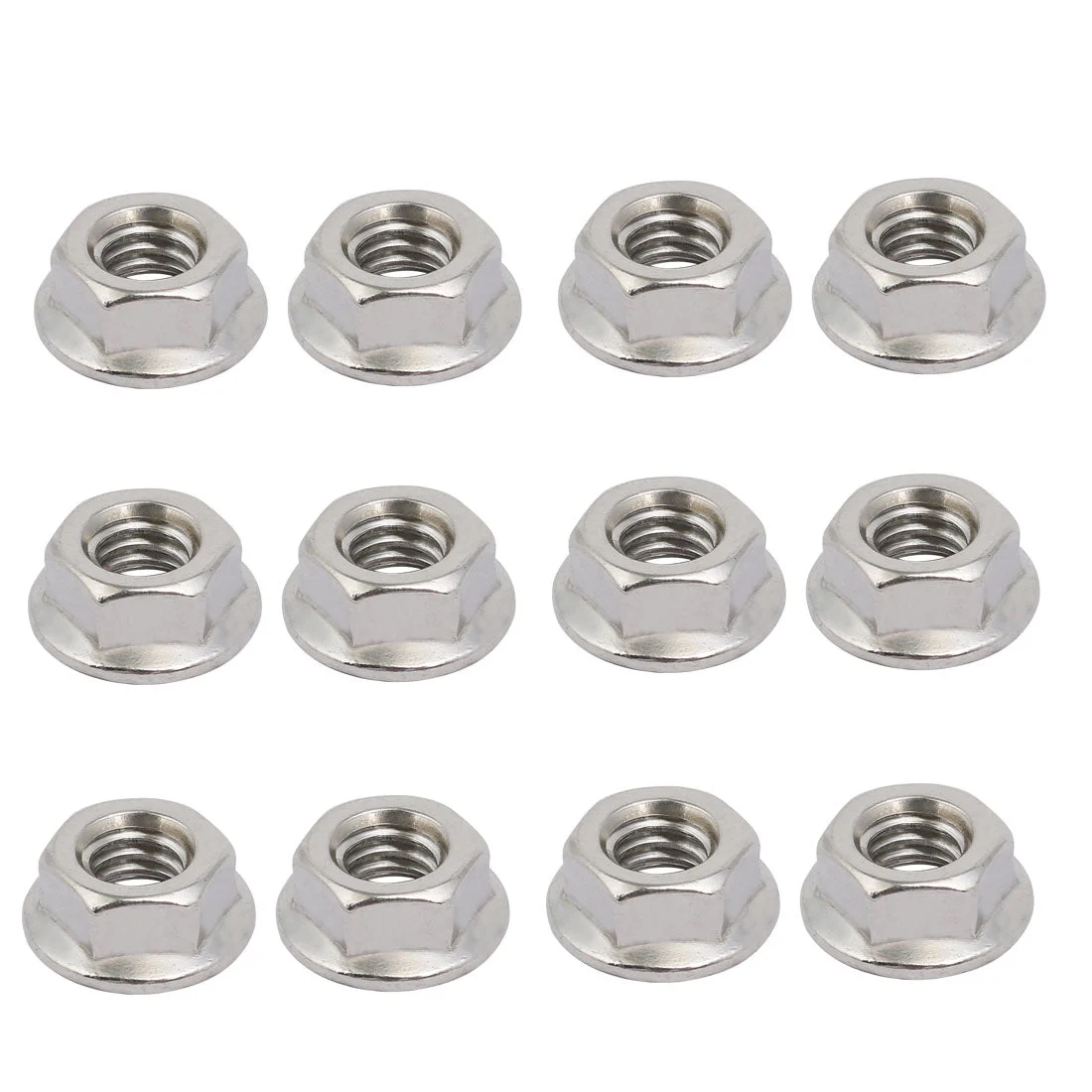 12pcs 5/16"-18 UNC Thread 304 Stainless Steel Hex Serrated Flange Nut Fastener