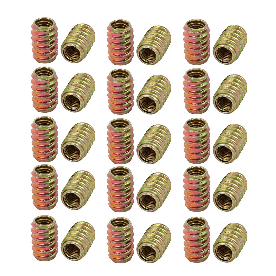 30pcs M8x20mm Zinc Plated Furniture Assortment Non-Flange Threaded Insert Nut for Wood