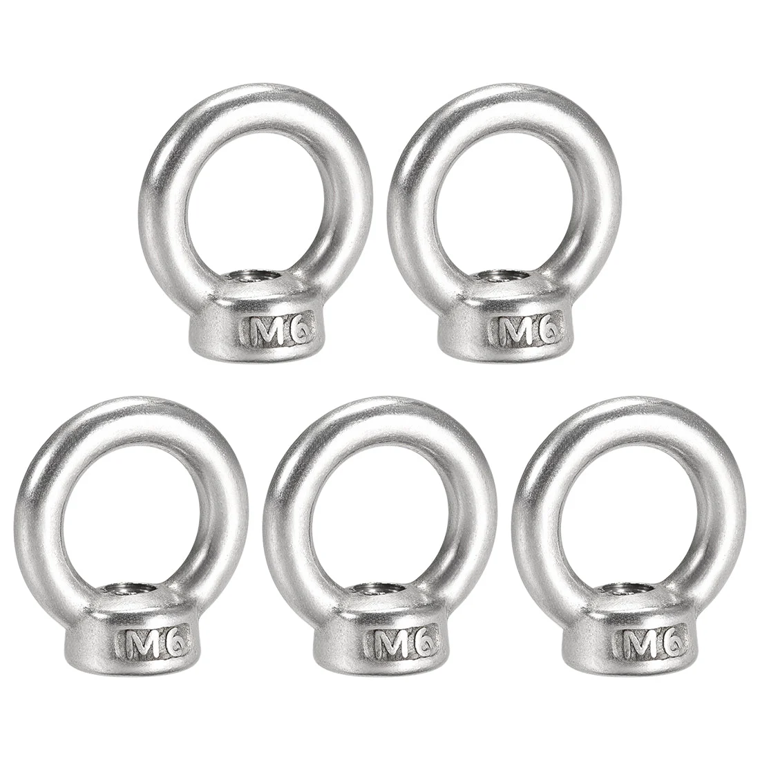 M6 Female Thread 304 Stainless Steel Ring Shaped Lifting Eye Nut 5pcs