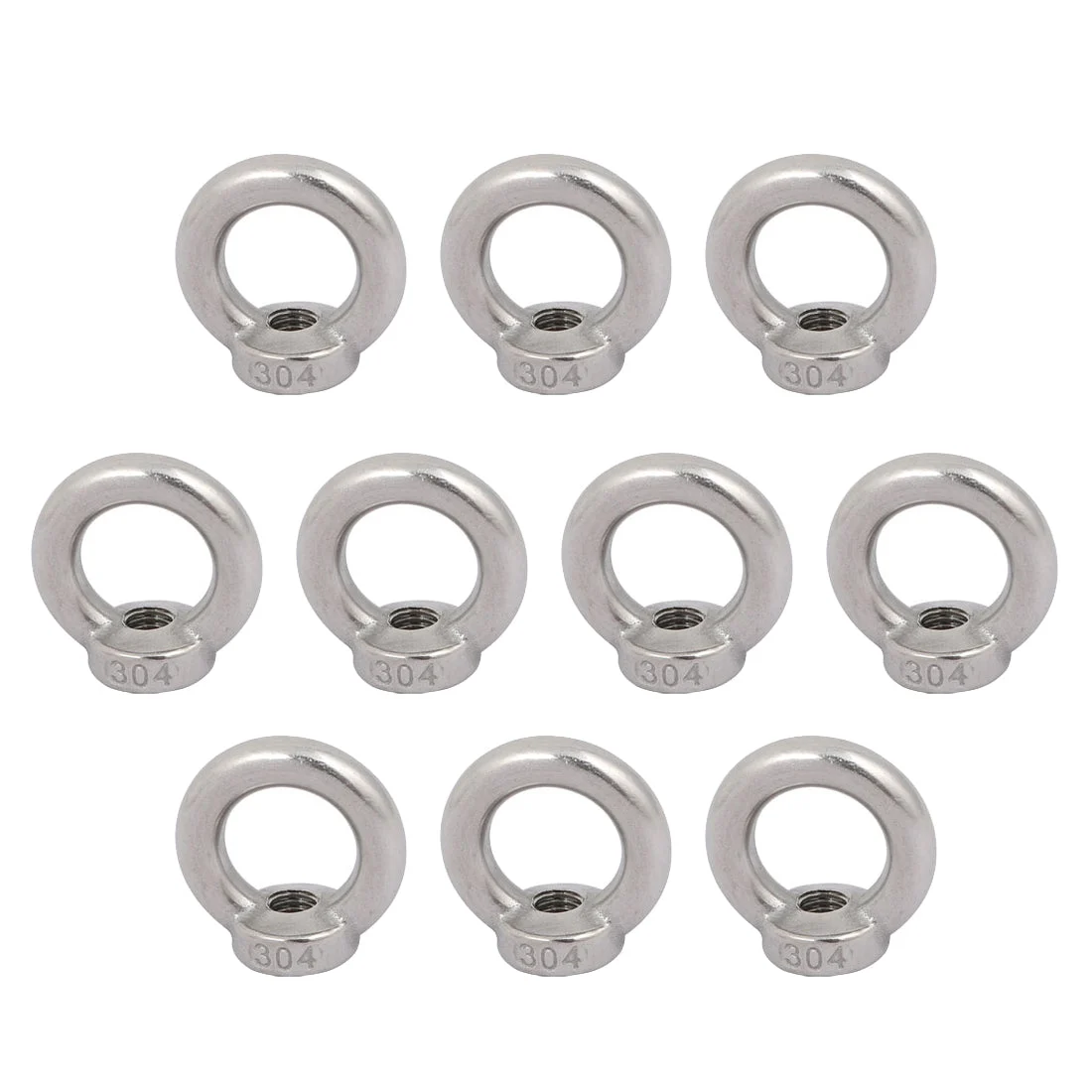 M8 Female Thread 304 Stainless Steel Ring Shaped Lifting Eye Nut 10pcs