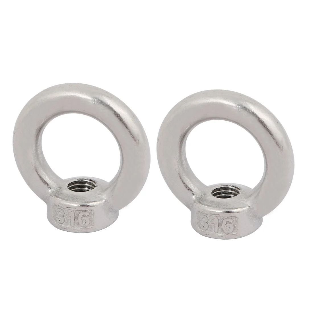 Lifting Eye Nut M14 Female Thread 316 Stainless Steel Round Shape for Rope Fitting Pack of 2