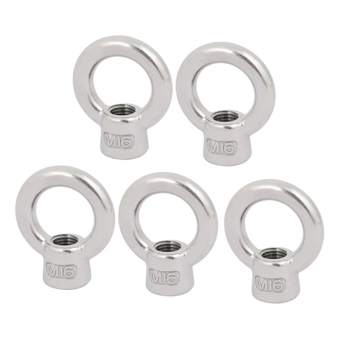 Uxcell M16 Thread 304 Stainless Steel Japanese Style Ring Shaped Lifting Eye Nut 5pcs
