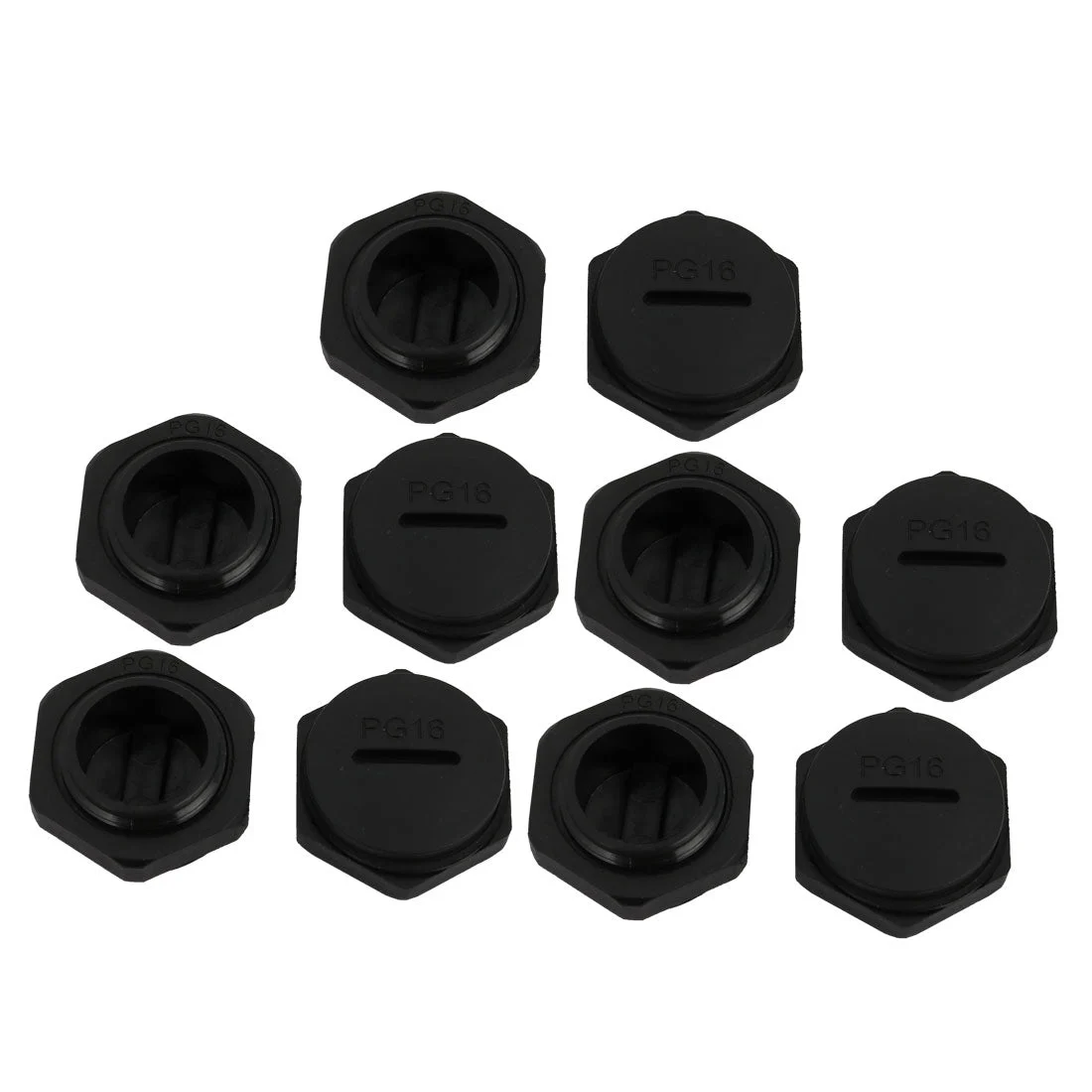 10pcs PG16 Nylon Male Threaded Cable Gland Cap Round Screw-in Cover Black