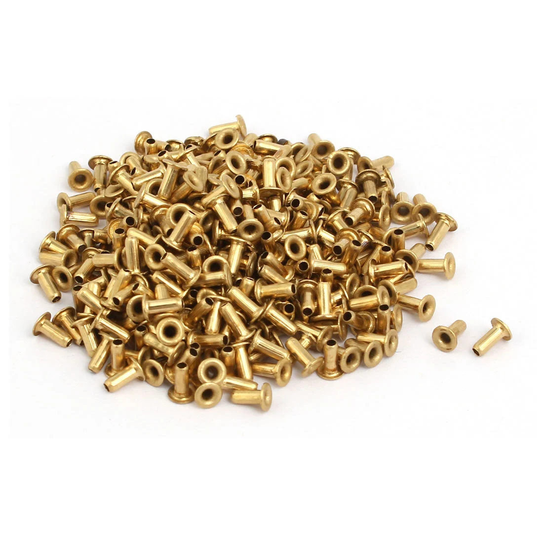 500pcs M1.7x4mm Brass Plated Metal Hollow Eyelets Rivets Gold Tone
